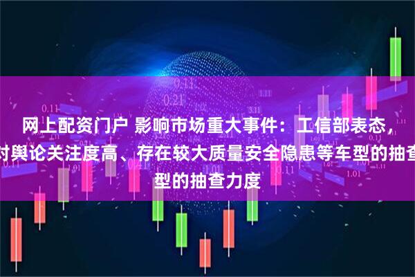 网上配资门户 影响市场重大事件：工信部表态，加大对舆论关注度高、存在较大质量安全隐患等车型的抽查力度